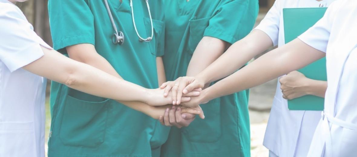 Doctors And Nurses Coordinate Hands Concept Teamwork Picture Id688455594 1